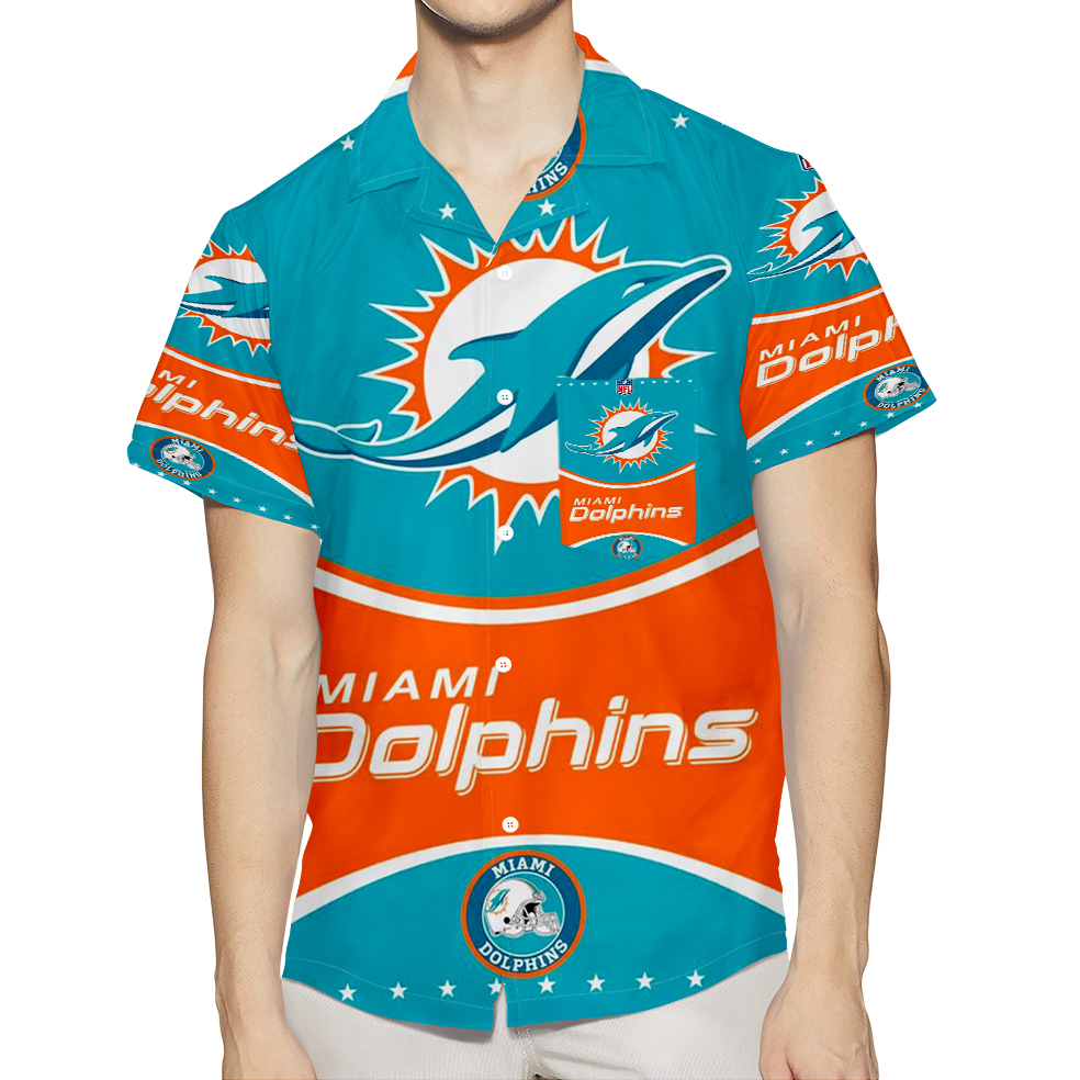 Miami Dolphins Logo 13 3D All Over Print Summer Beach Hawaiian Shirt With Pocket