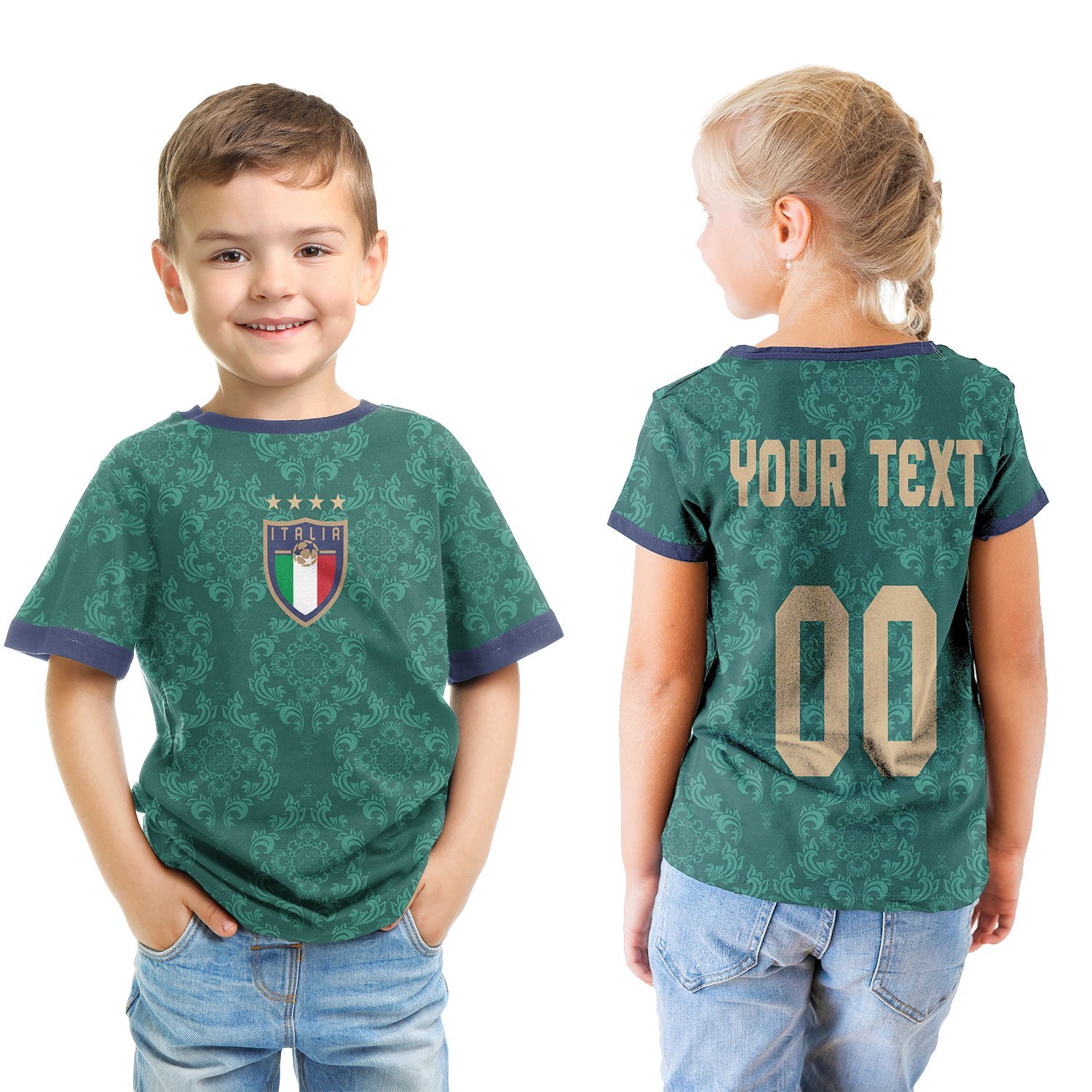 (Custom) Italia New Style T-shirt Kid Soccer A27