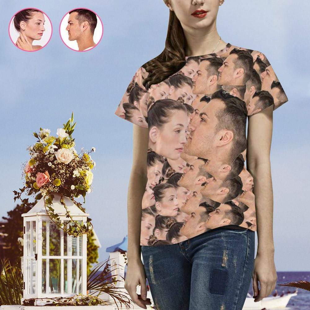 Custom Couple Face Women’S All Over Print T-Shirt