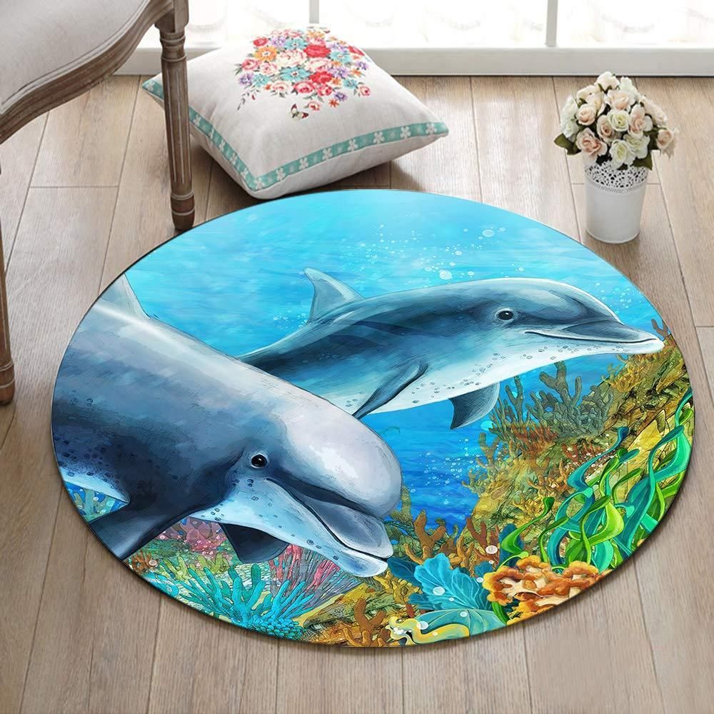 Dolphins Round Carpet, Round Rugs