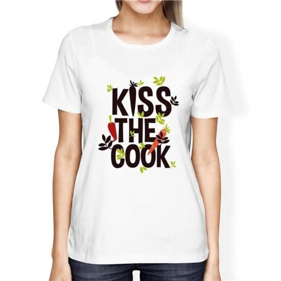 2017 Latest Fashion Summer T-Shirt Kissing Chef T-Shirt Lady Short Sleeve Cute Shirt Letter T-Shirt