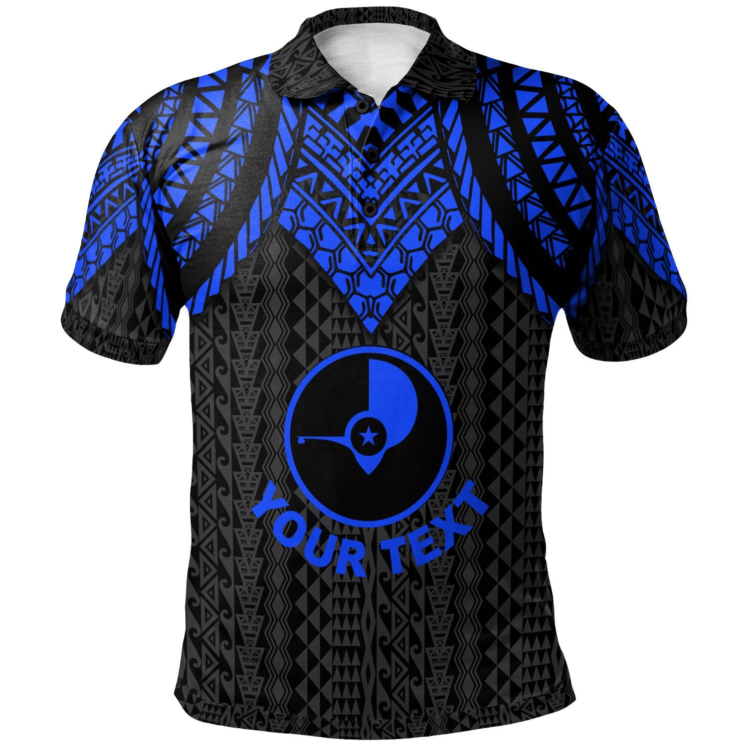 Yap Custom Personalised Polo Shirt – Polynesian Armor Style Blue – BN39