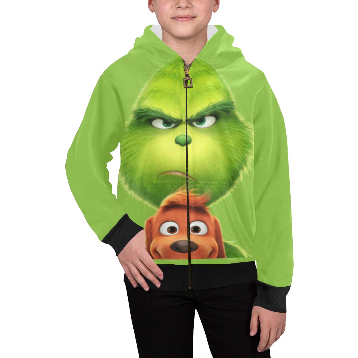 Grinch Kids’ All Over Print Full Zip Hoodie