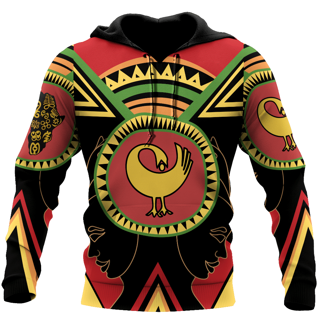 African Adinkra Sankofa Abstract Art Pullover Unisex Hoodie Bt04