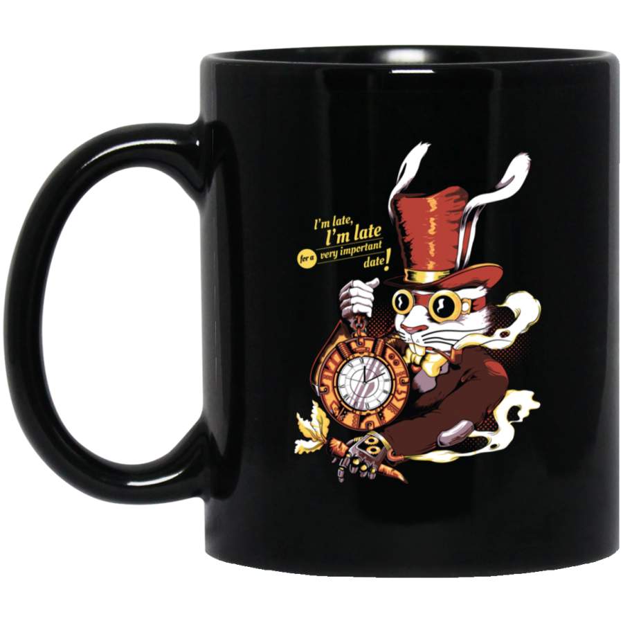 The Steampunk White Rabbit Mug Black Mug