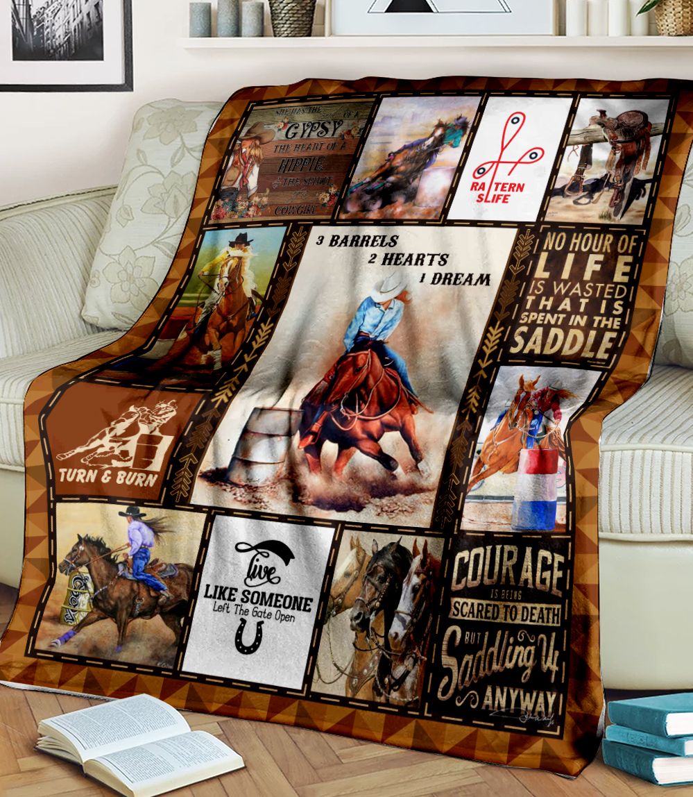 3 Barrels 2 Hearts 1 Dream Cowgirl Fleece Blanket