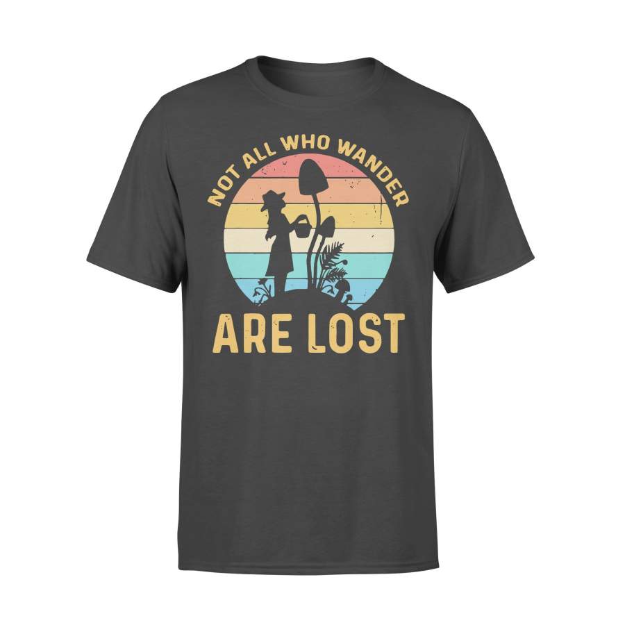 Mushroom Hunting Not All Who Wander Are Lost Vintage T-shirt