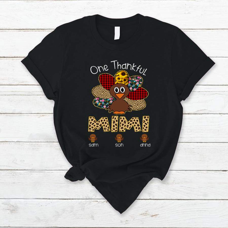 Personalized One Thankful Mimi Chicken Kids Names Shirt