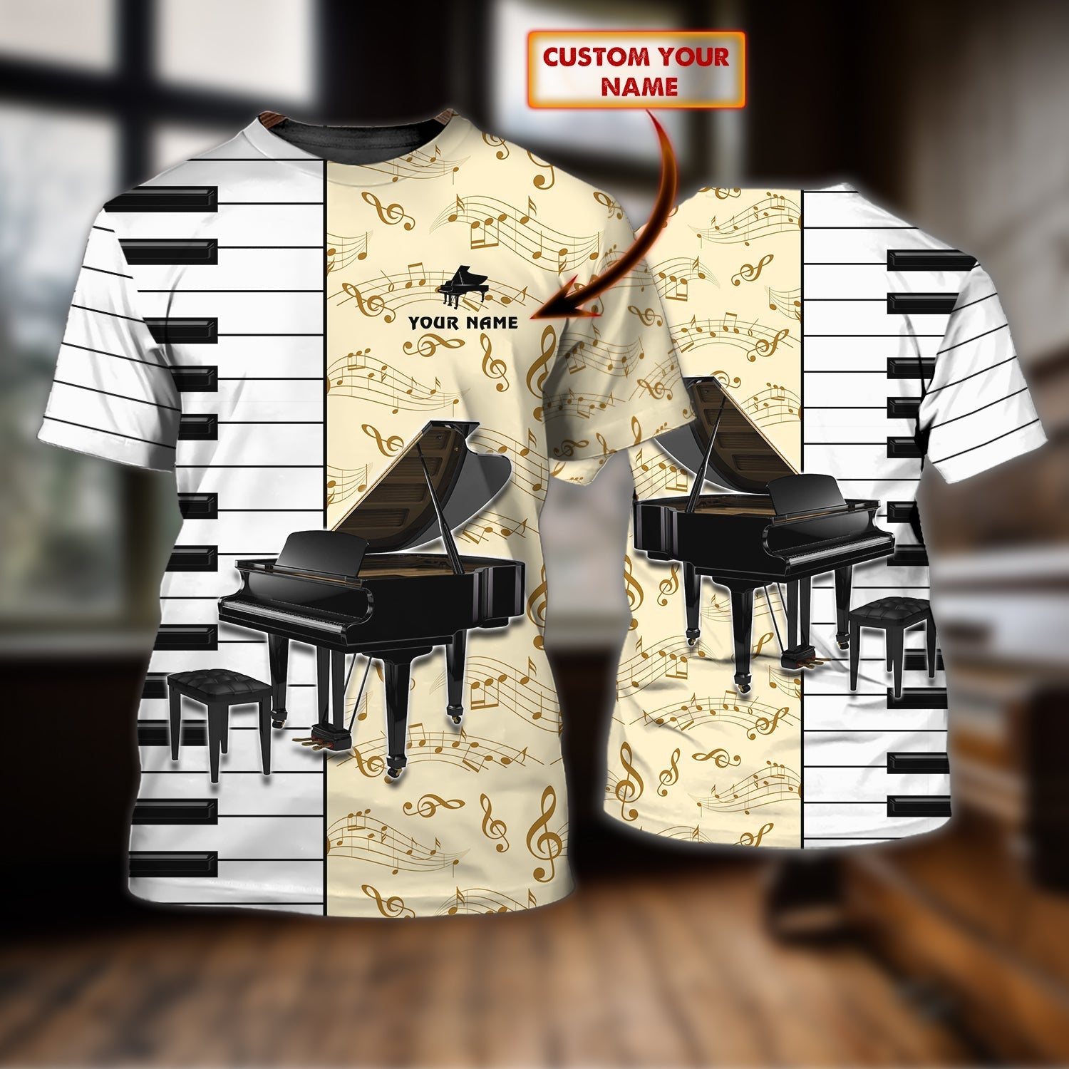 Personalized Love Piano T Shirt, 3D All Over Printed Piano Shirt, Gift For Piano Lovers