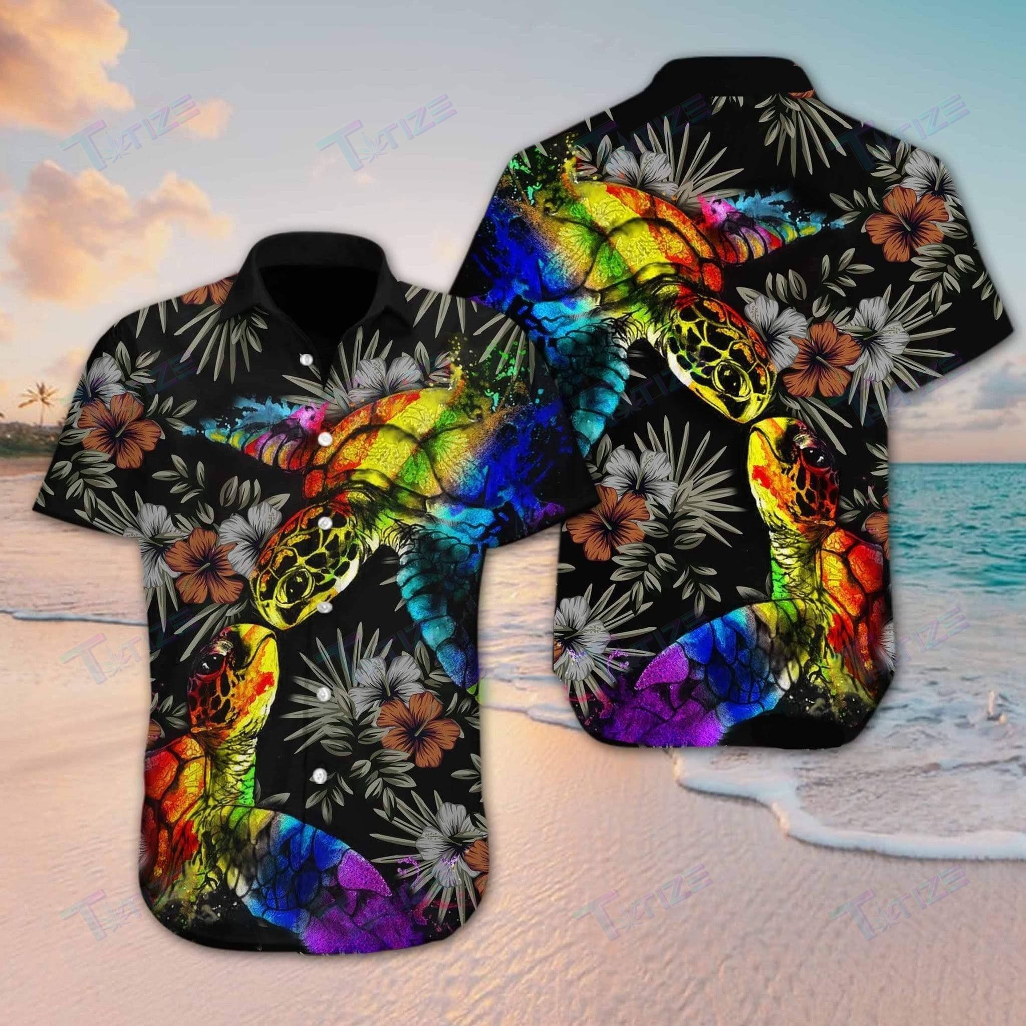 Lgbt Turtle Flower Hawaii All Over Printed Hawaii Shirt Size S Ha108589