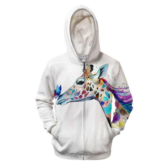 Colorful Giraffe Zip-up Hoodie