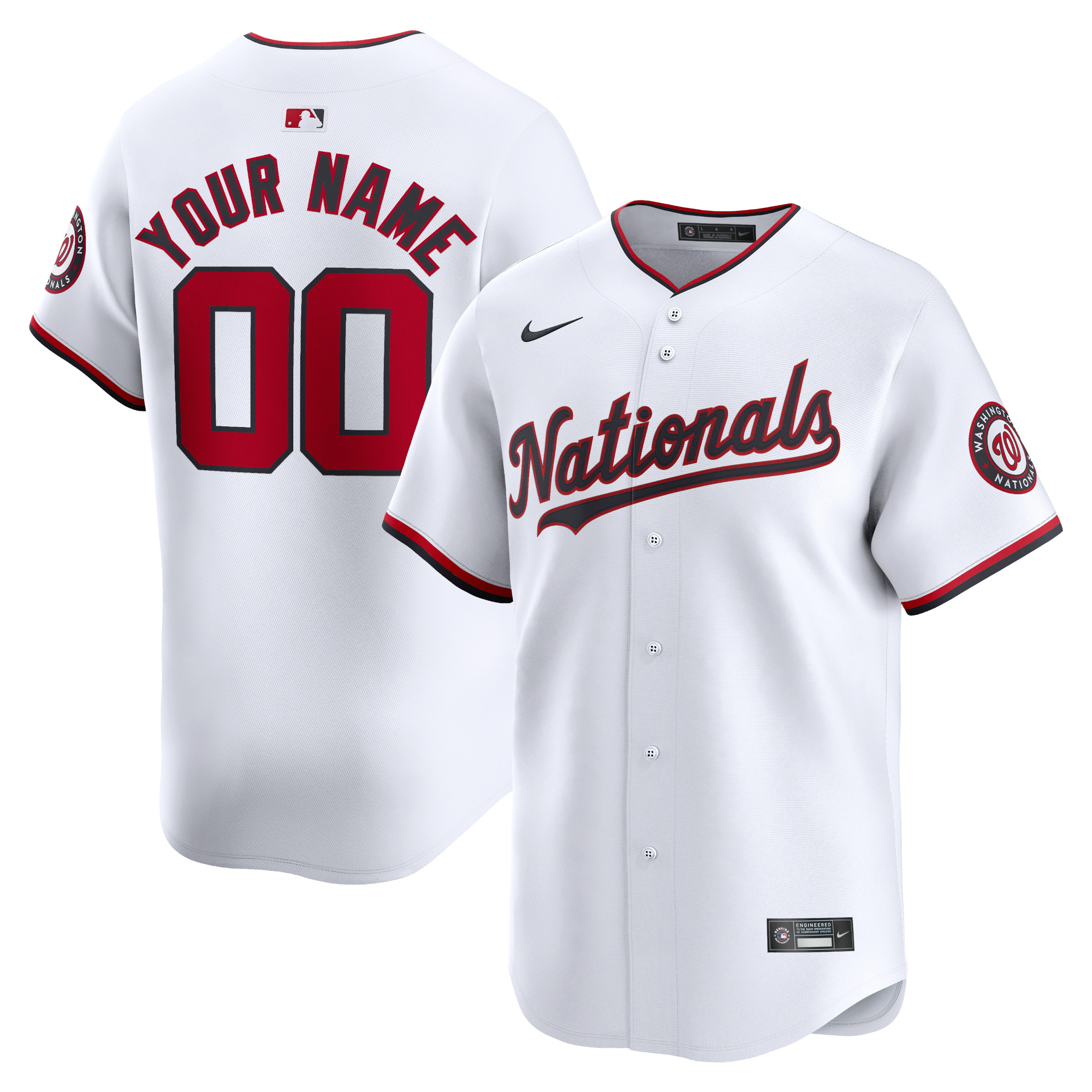 Washington Nationals Youth Home Limited Custom Jersey – White