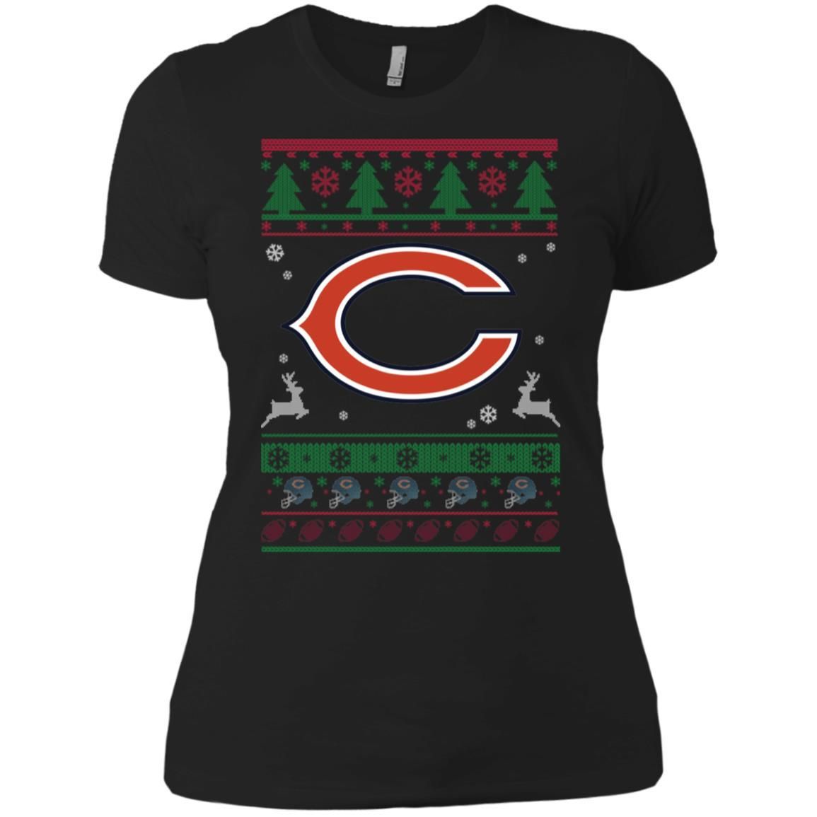 Chicago Bears Logo Football Teams Ugly Christmas Sweater Women T-Shirt