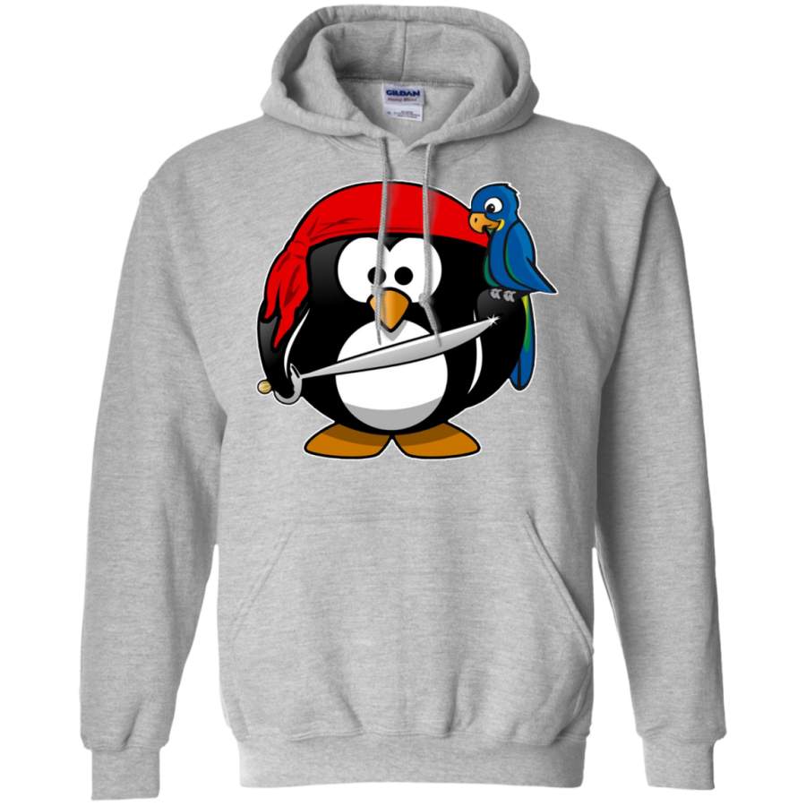 Funny Shirt with Pirate Penguin Animal Comic Cartoon Style Pullover Hoodie