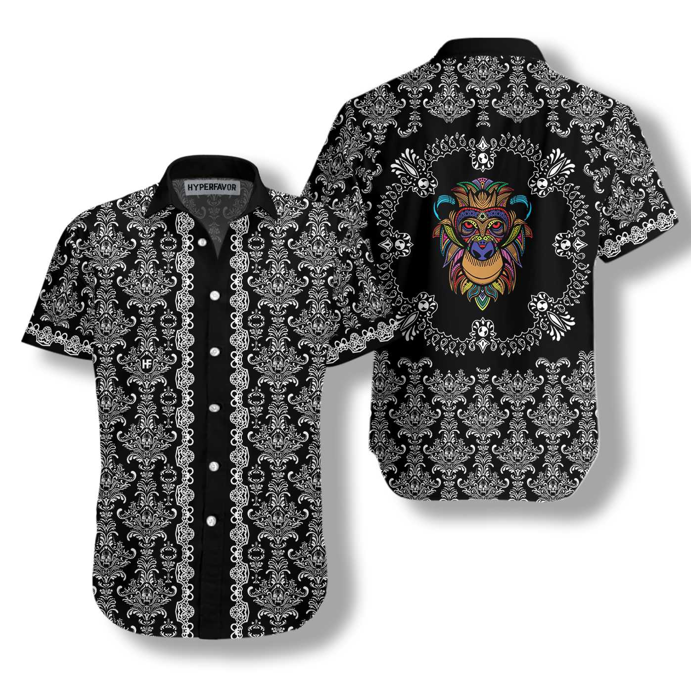 Colorful Monkey With Gothic Pattern Shirt For Men Hawaii Ha74694