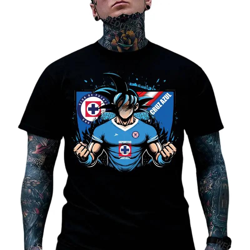 Cruz Azul Streetwear Graphic T-Shirt Unisex Anime-Inspired Cotton Tee for Soccer Fans, Casual Classic Fit Shirt for Men and Women, Football Club Graphic Apparel, Trendy Mexican Team Merchandise, Hoodie or Sweatshirt Style Urban Top