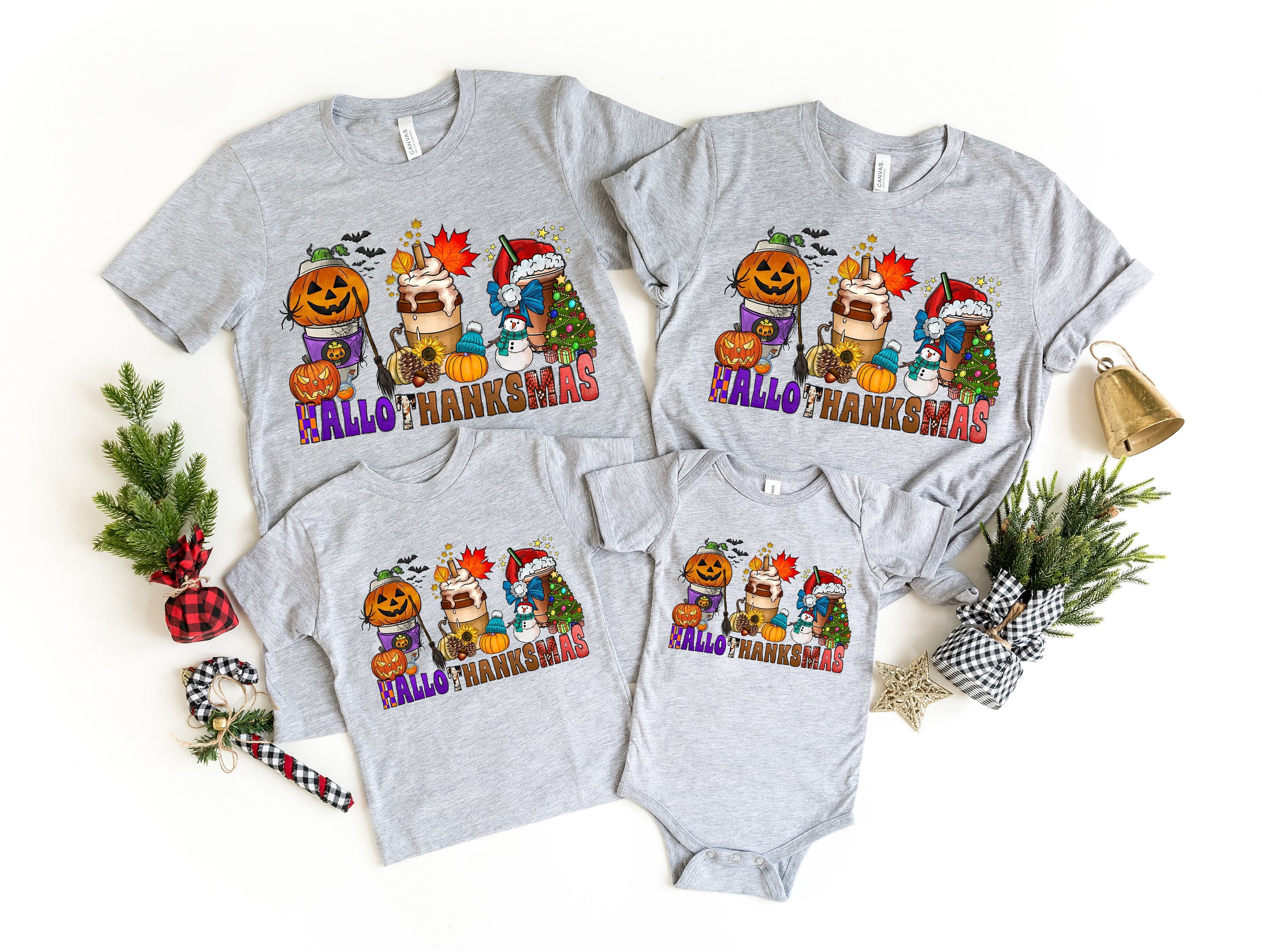 Hallothanksmas Shirt, Thanksgiving Tshirt, Christmas Shirt, Fall Shirt, Happy Holidays Shirt, Halloween Tee