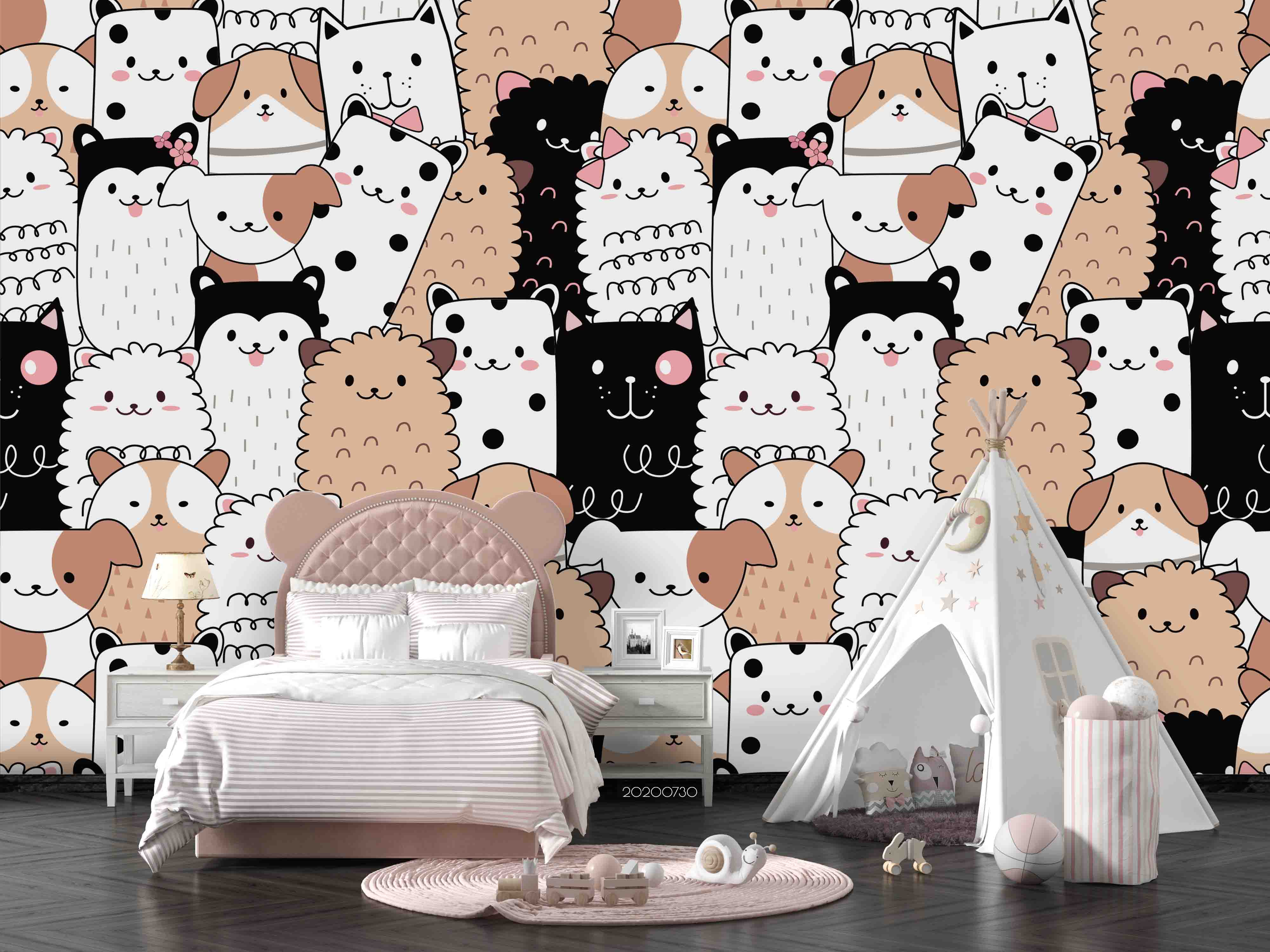 3D Cartoon  Colorful  Cute Animal  Wall Mural Wallpaper Lxl 340