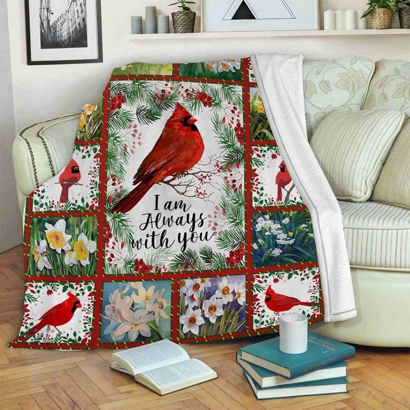 Cardinal Always With You Fleece Blanket, Sherpa Blanket, Gift For Parent, Family Member, Friends Gift, Christmas Gift, Home Decor, Home Living