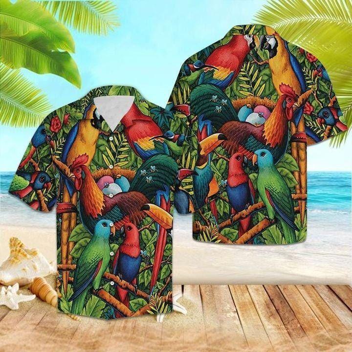 Tropical Parrot With Rooster Aloha Hawaii Shirts For Men Women Ha18149