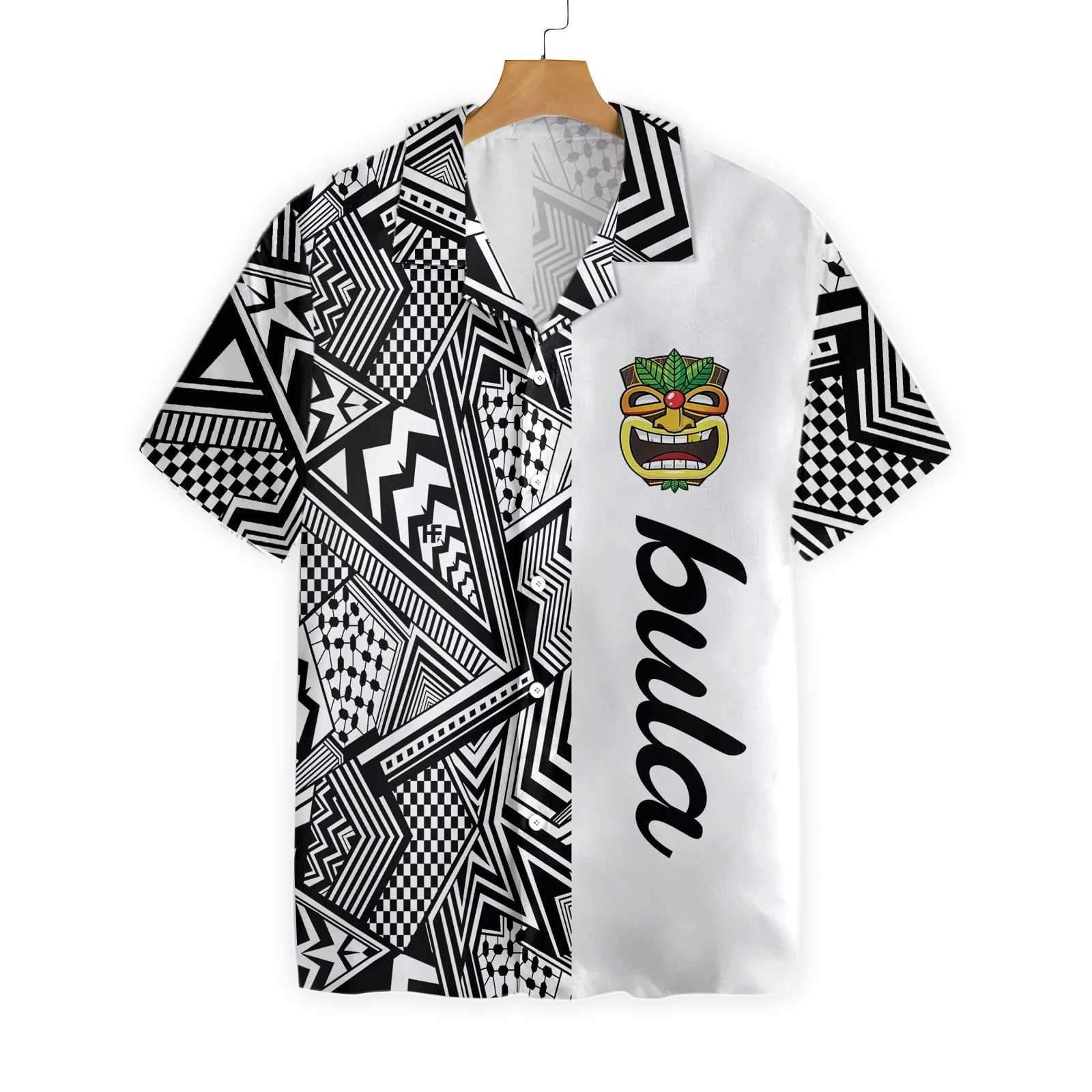 Customized Black And White Modern Pattern Bula Hawaii Shirt Ha52418