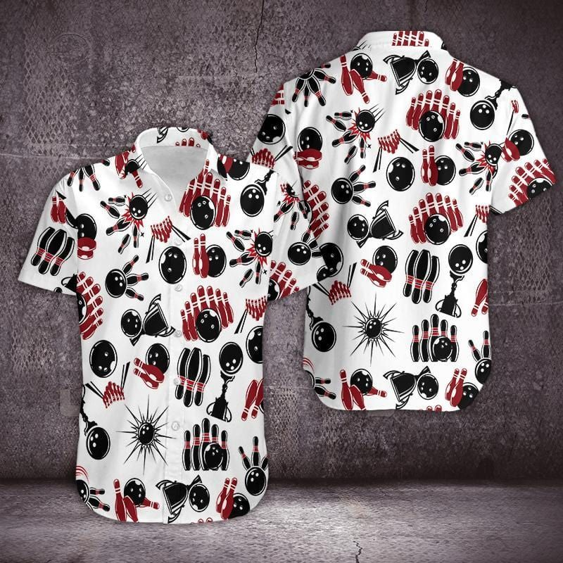 Bowling Black And Red Hawaii Shirt For Men Women Ha36867