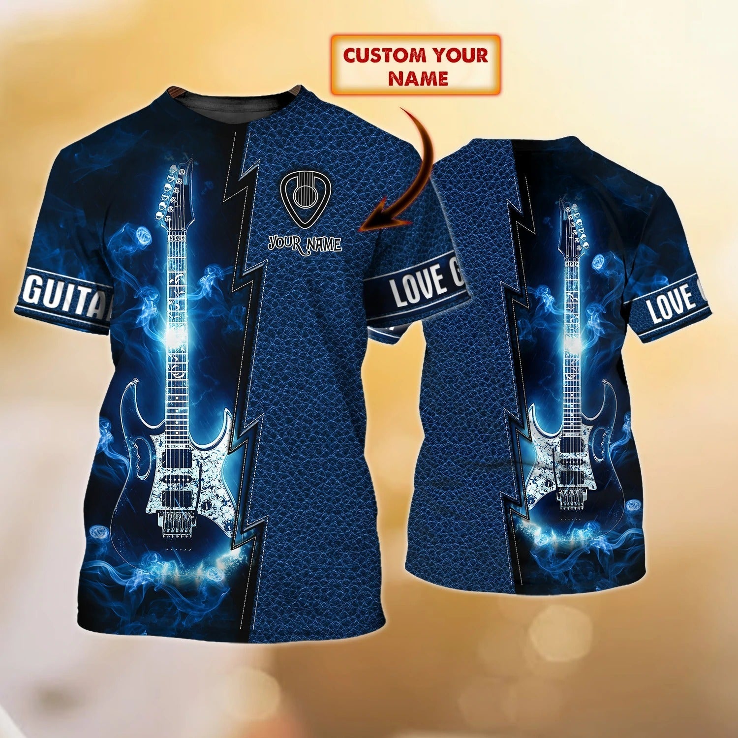 Personalized 3D All Over Printed Electric Guitar Shirt, Guitar Sublimation Shirt For Men Gift For Guitar Lovers