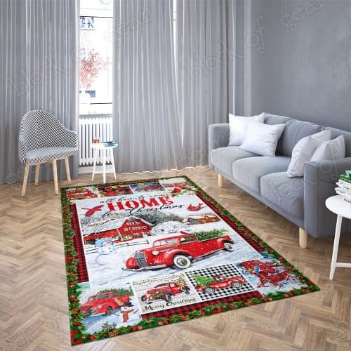 All Hearts Come Home For Christmas Red Truck Christmas Logo Custom Area Rug Carpet Full Sizes Home Living Rug Carpet Decor