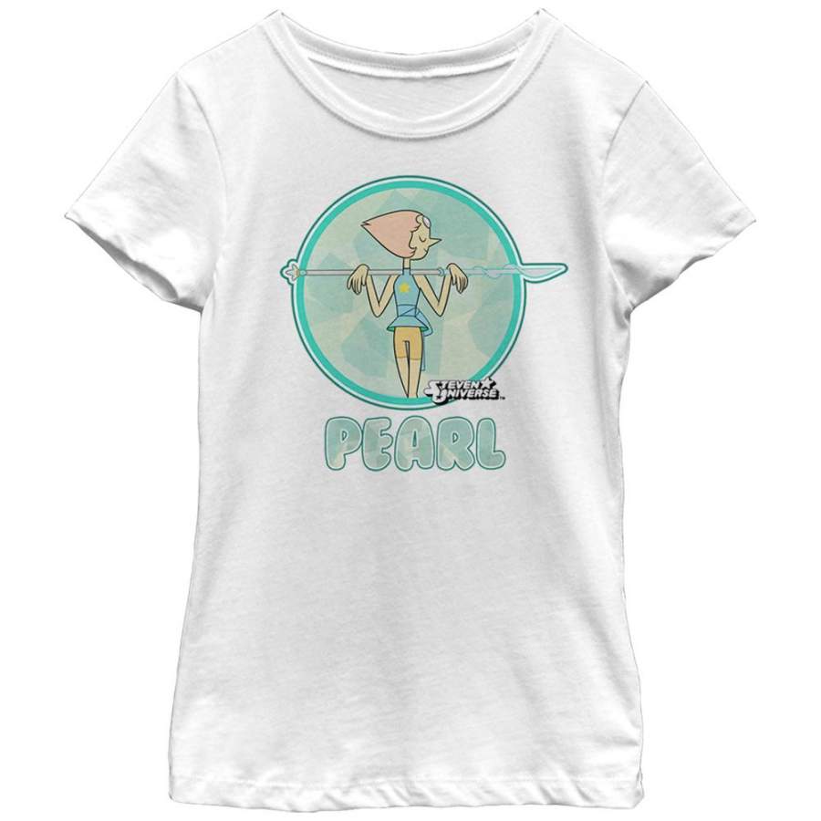 Steven Universe Girl’s Pearl Circle  T Shirt White S