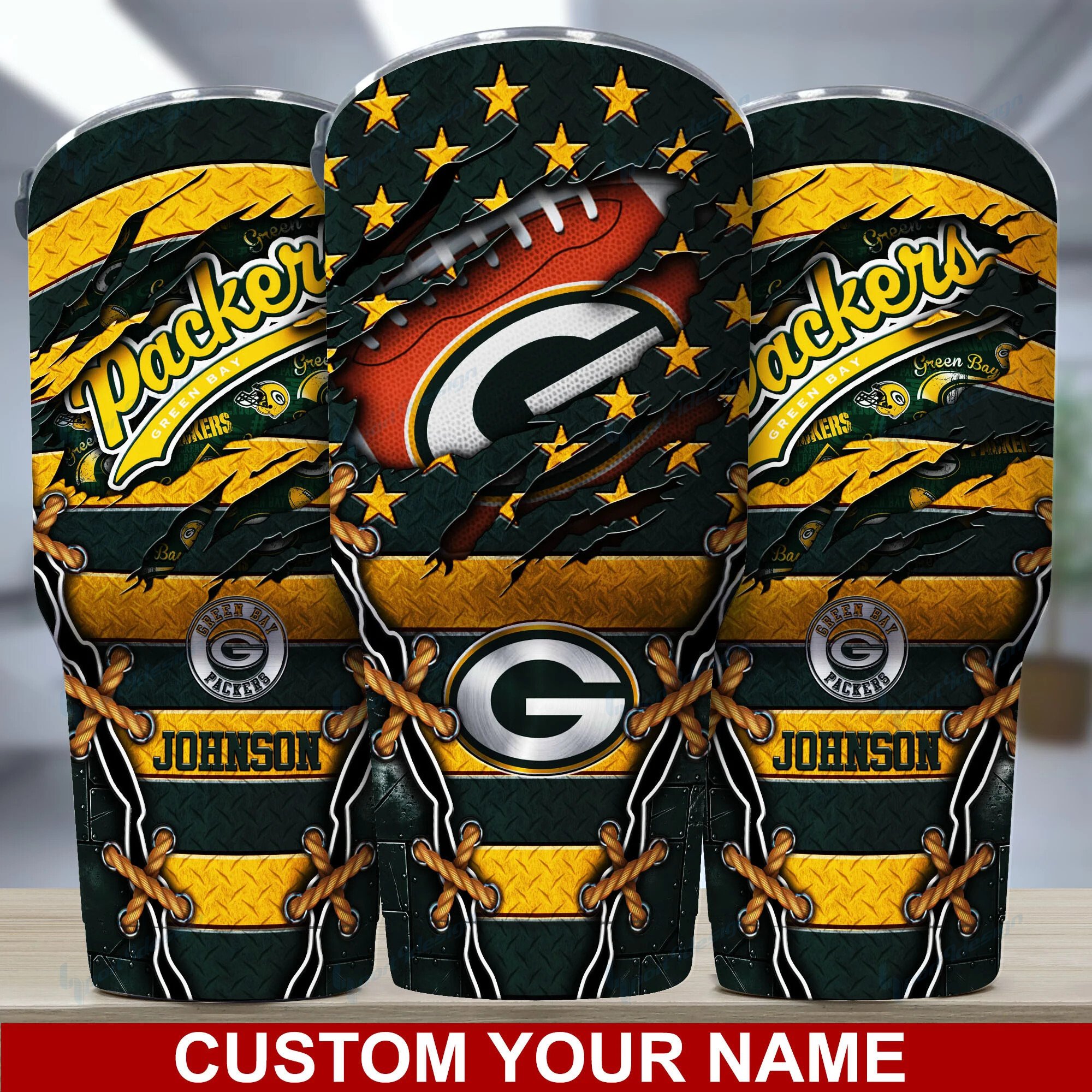 Green Bay Packers Custom Name Tumbler Bg11