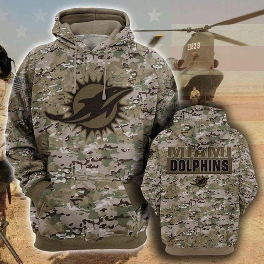 Miami Dolphins Camo Hoodie 3D Style5255 All Over Printed