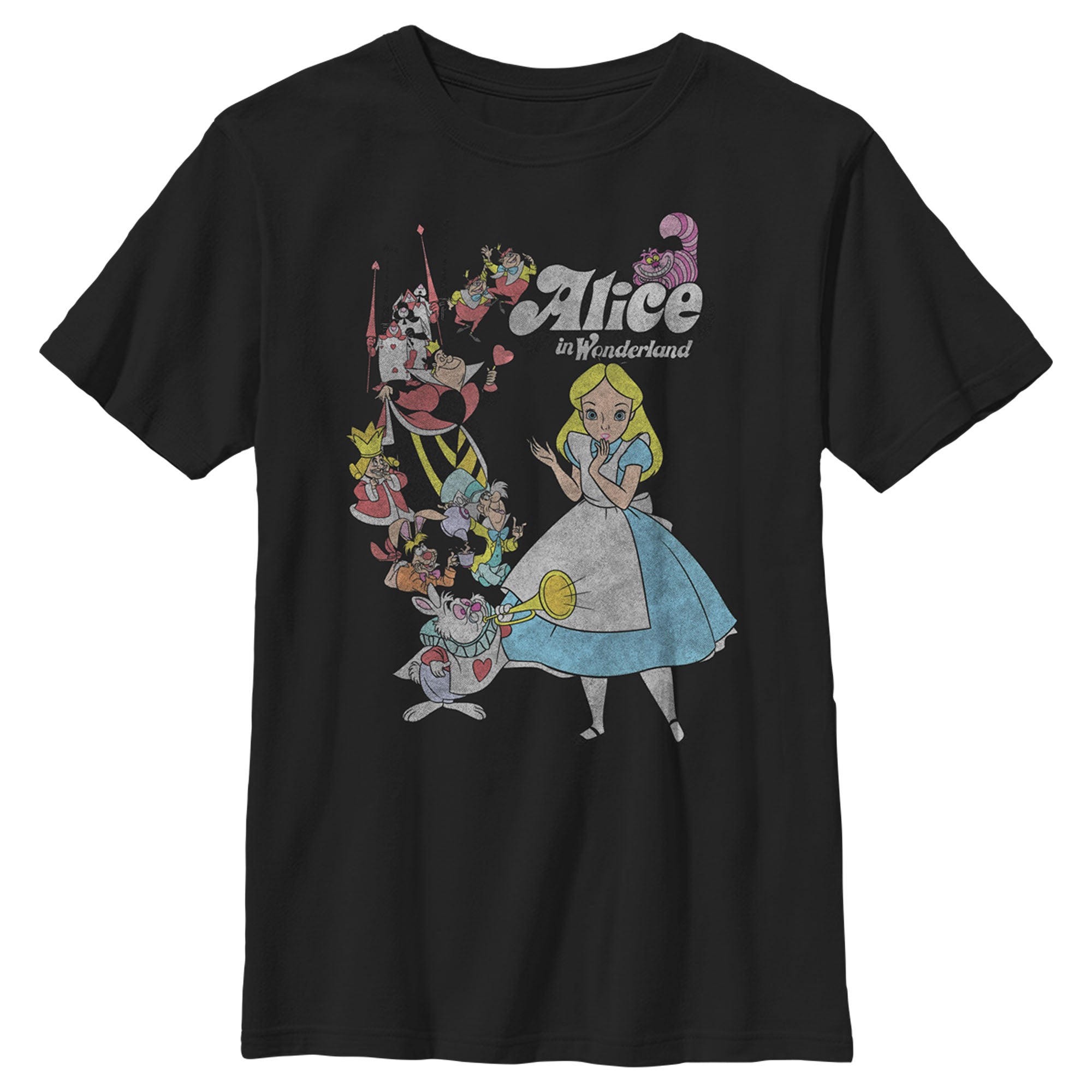 Boy’S Alice In Wonderland Distressed Group Shot T-Shirt