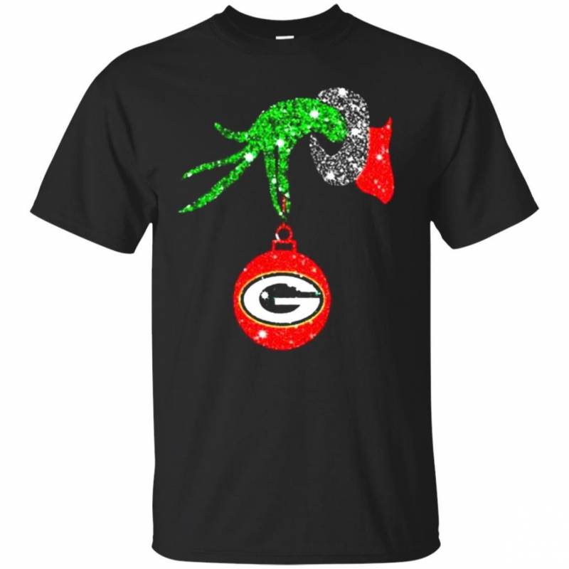 Grinch Hand Ornament Green Bay Packers Glitter Christmas Classic T-shirt