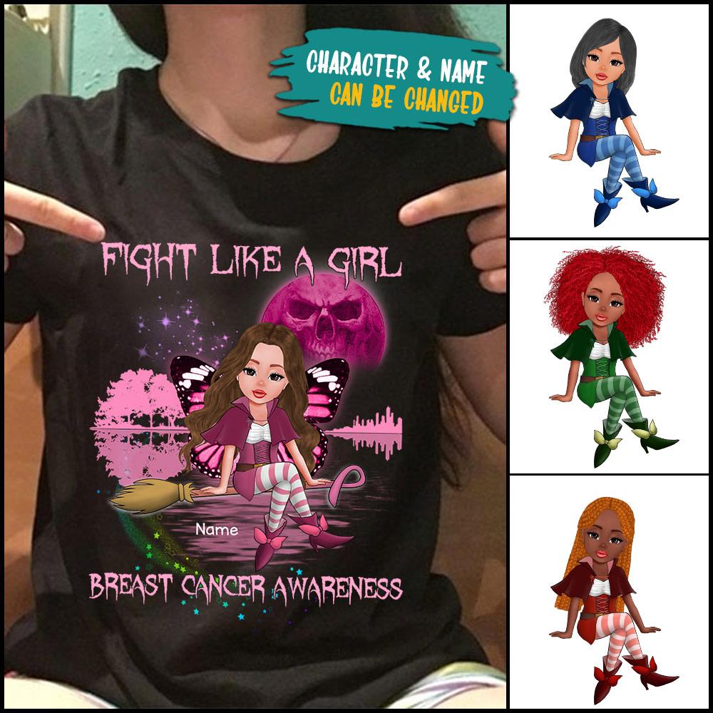 Fight Like A Girl Breast Cancer Awareness Rainbow Shirt, Breast Cancer Awareness Shirt For October Girl
