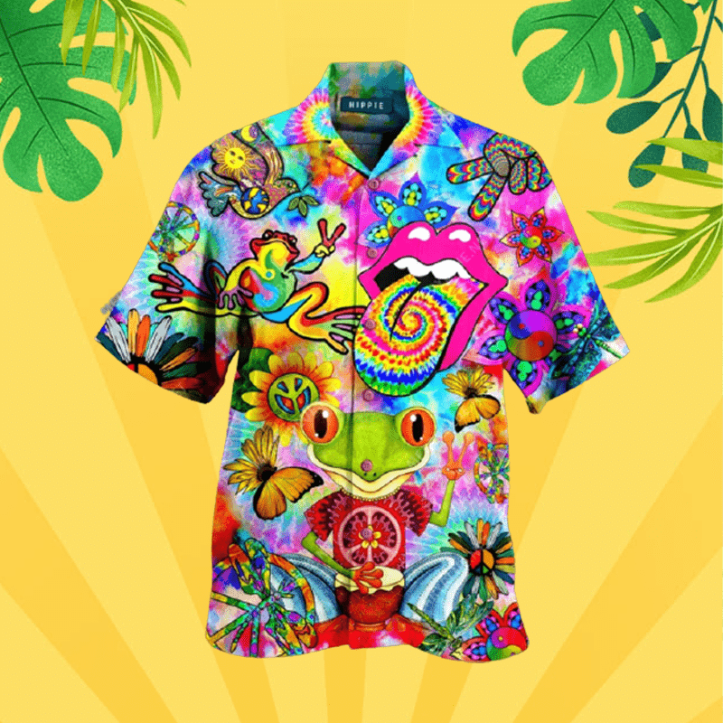 Order Amazing Hippie Groovy Colorful Hawaii Aloha Shirts H Ha90426