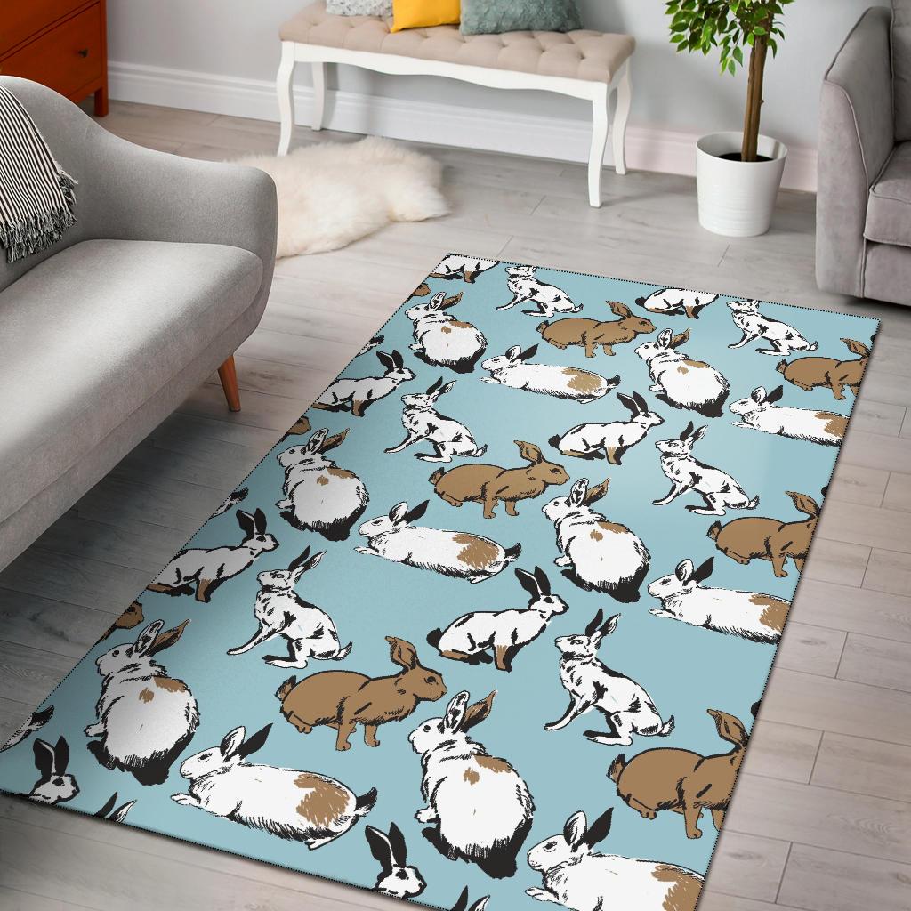 Rabbit Pattern Print Design Rb018 Area Rugs