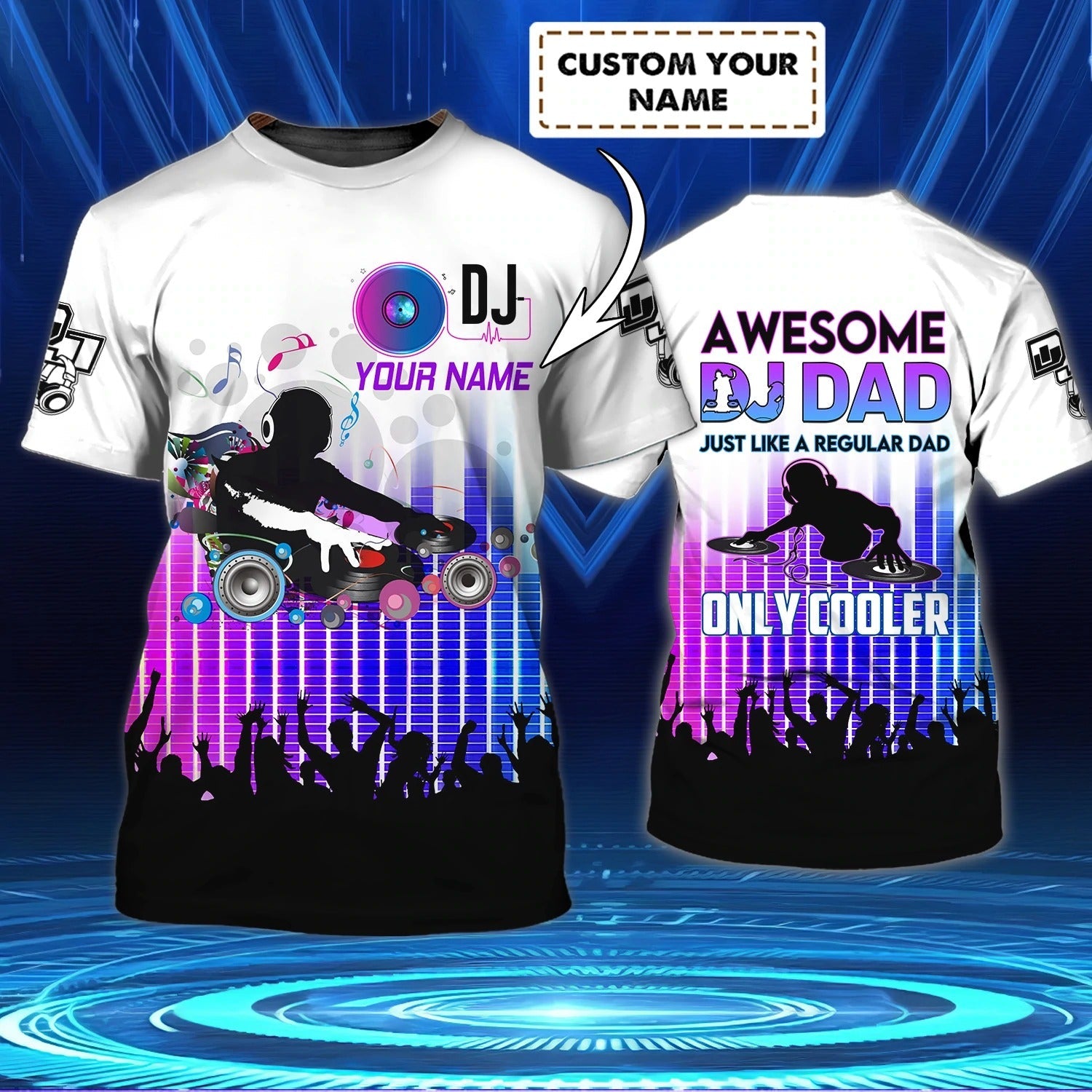 Custom With Name Awesome Dj Dad 3D Shirt, Cool Deejay Dad T Shirt, Father Day Gift To Dj Man, Dj Shirt