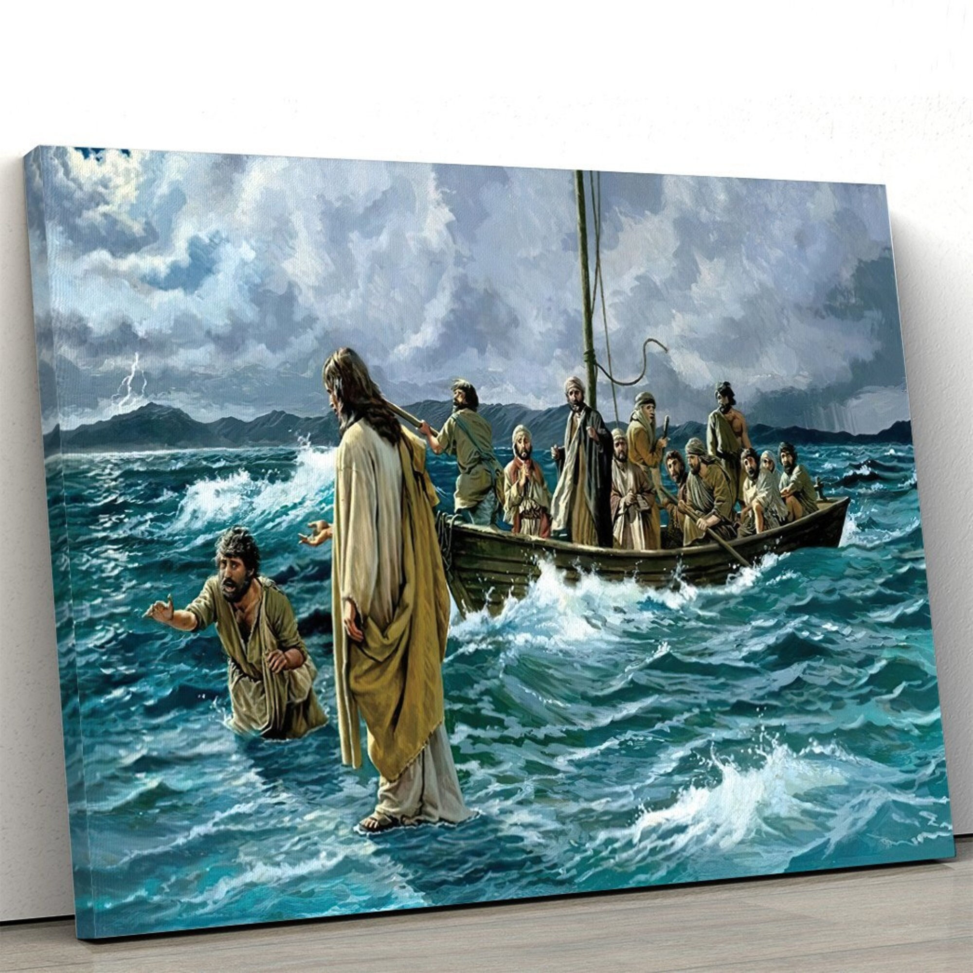 Jesus Christ Walking On Water Canvas, | Jesus Canvas, | God Canvas, – New Year Gift, Christmas Gift