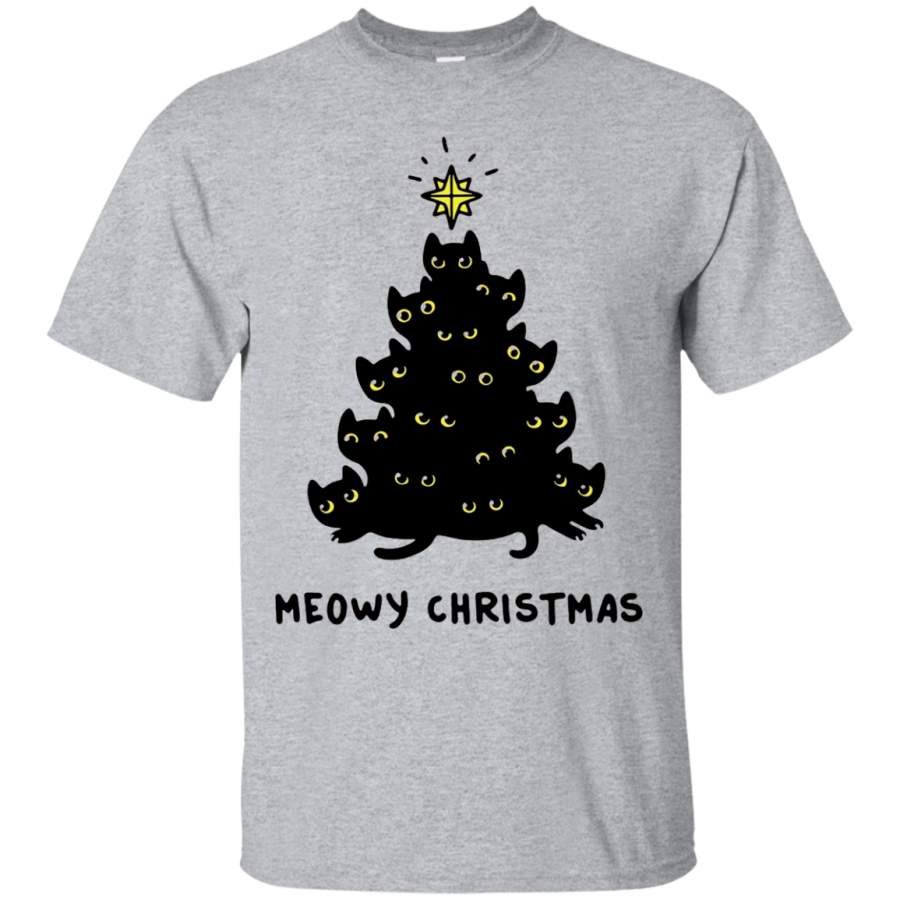 AGR Kitten Tree Christmas T shirt Meowy Christmas tee