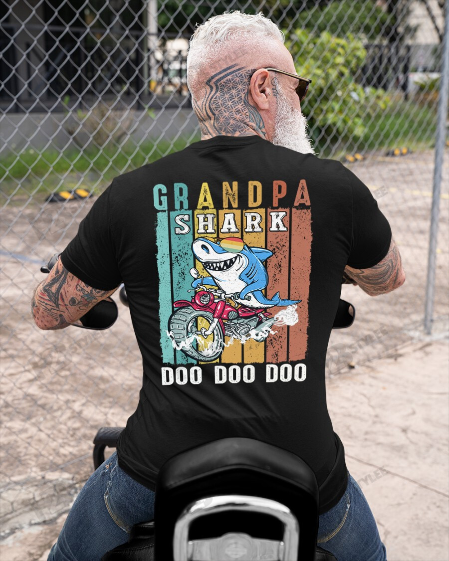 Biker Grandpa Shark Doo Doo Doo Graphic Unisex T Shirt, Sweatshirt, Hoodie Size S – 5Xl