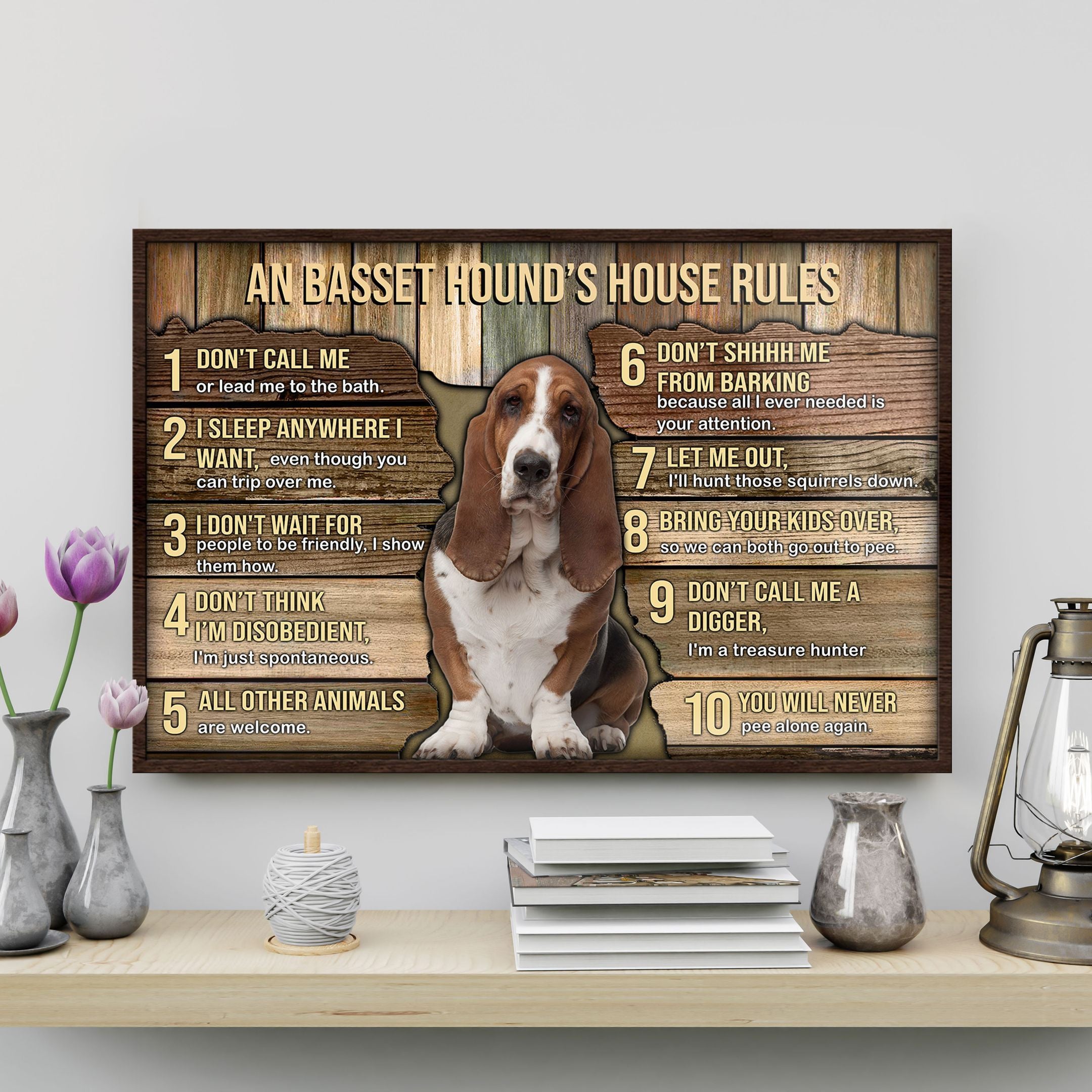 Basset Hound’S House Rules Poster Canvas Home Décor Gifts For Family Member Friend – Gigo Smart