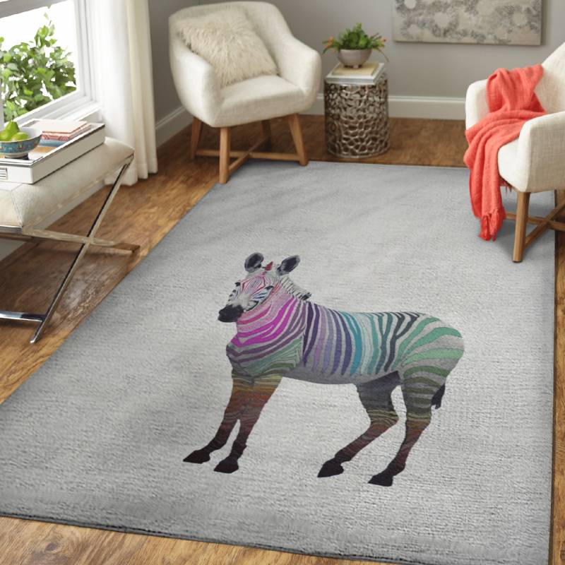 RAINBOW ZEBRA WHITE – Animals Area Rug Carpet