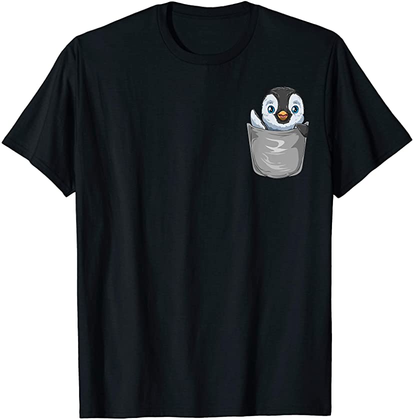 Pocket Penguin Peeking Out Funny Penguin T-Shirt