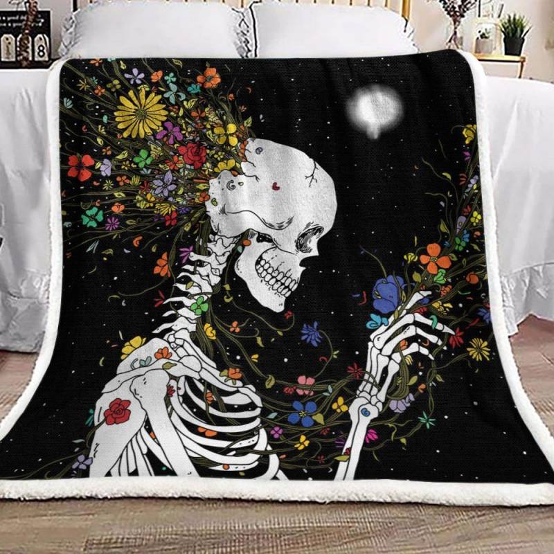 Skull Flower DN2810215F Sherpa Fleece Blanket - SewingCode