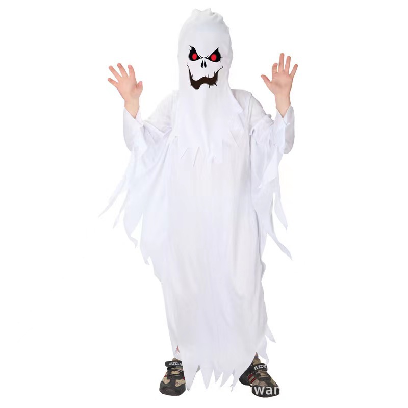 White Halloween Ghost Cosplay Costume Clothes Children’s Stage Show Gift alx