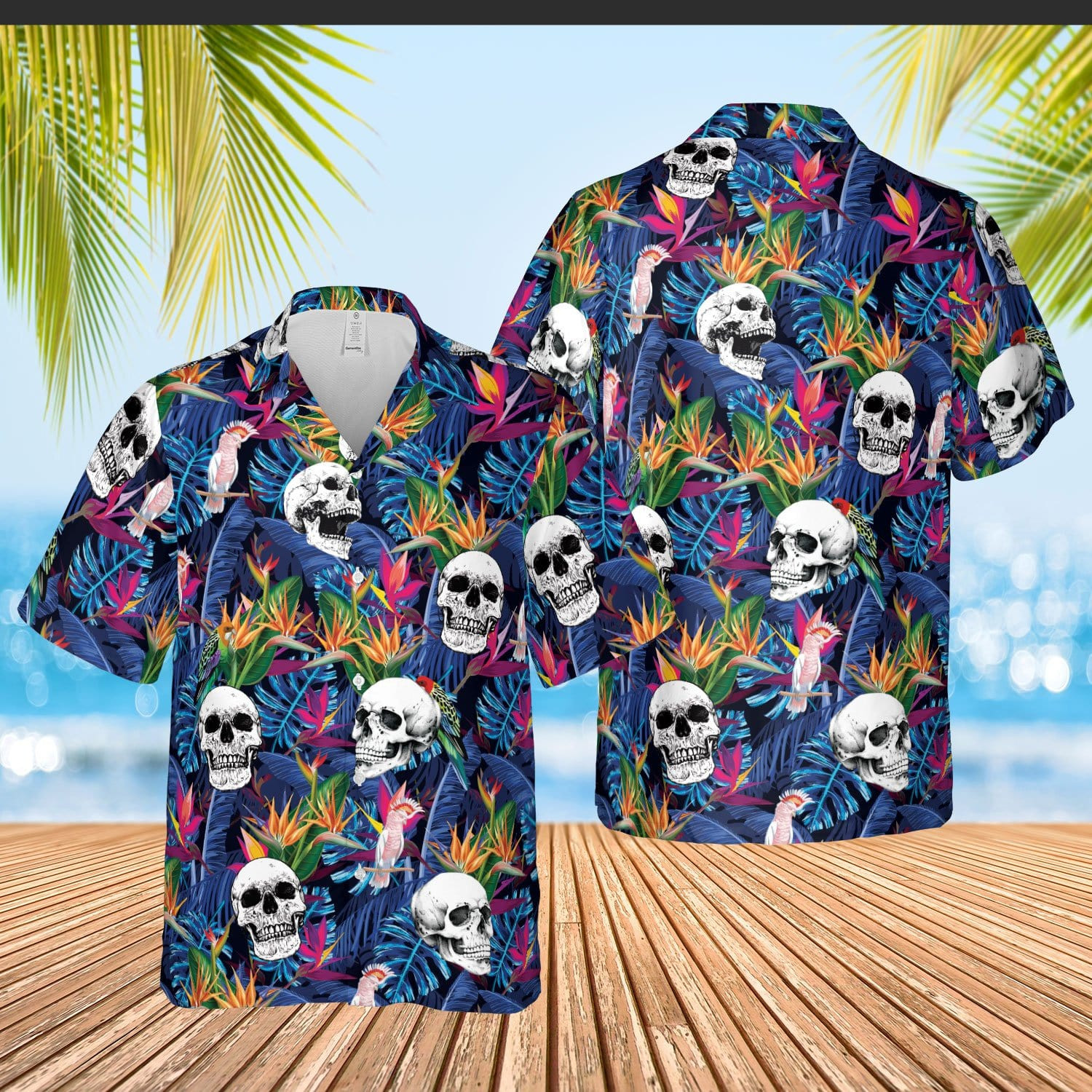 Hawaii Aloha Shirts Tropical Forest And Skull Ha48121