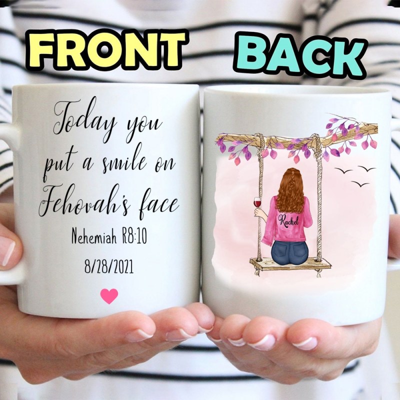 Personalized Today You Put A Smile On Jehovah Face Mug, Custom Jehovah Witness Baptism Gift