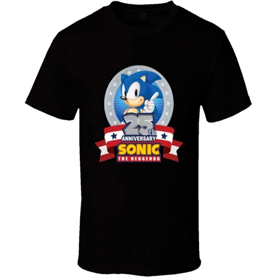 Men T Shirt Fashion Sonic The Hedgehog 25th Anniversary Sega T Shirt