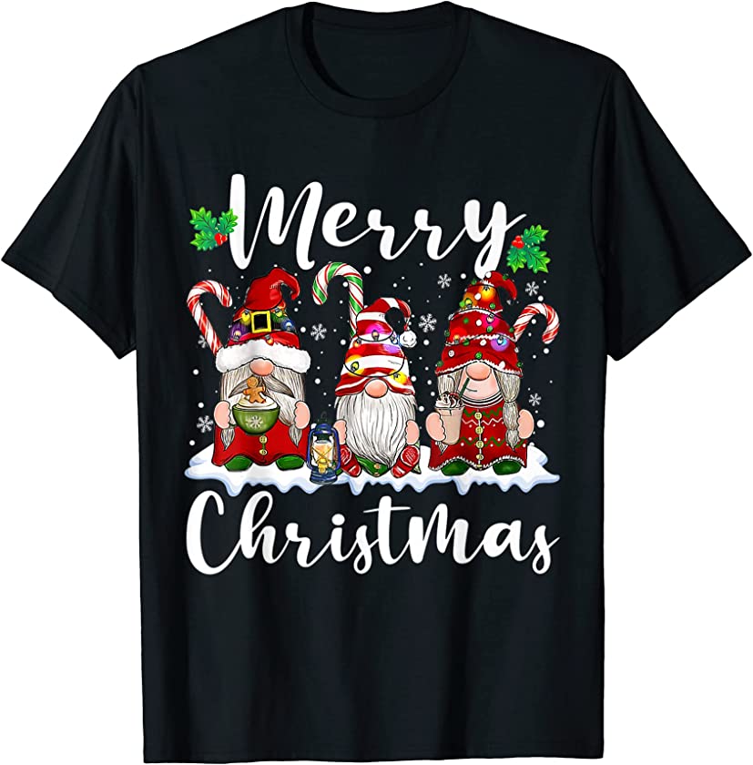 Merry Christmas Gnome Light Candy Pajamas Funny Xmas Holiday T-Shirt