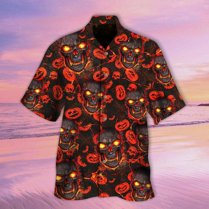 Skulls Pumpkin Halloween Hawaii Shirt For Men Women Ha7772